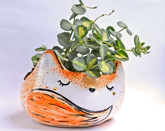 Mini Planter, Fox Planter, Housewarming Gift, Woodland, Animal Planter, Ceramic Planter, Succulent Planter, Ceramic Fox, Fox Gift