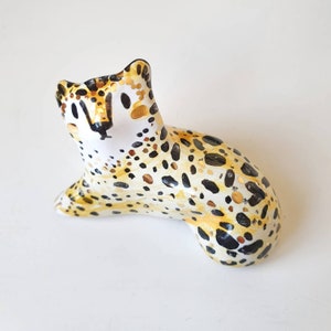 Leopard Figurine, Ceramic Leopard, Cheetah Figurine, Ceramic Cheetah, Safari Aniaml, Spirit Animal, Ceramic Cat image 2