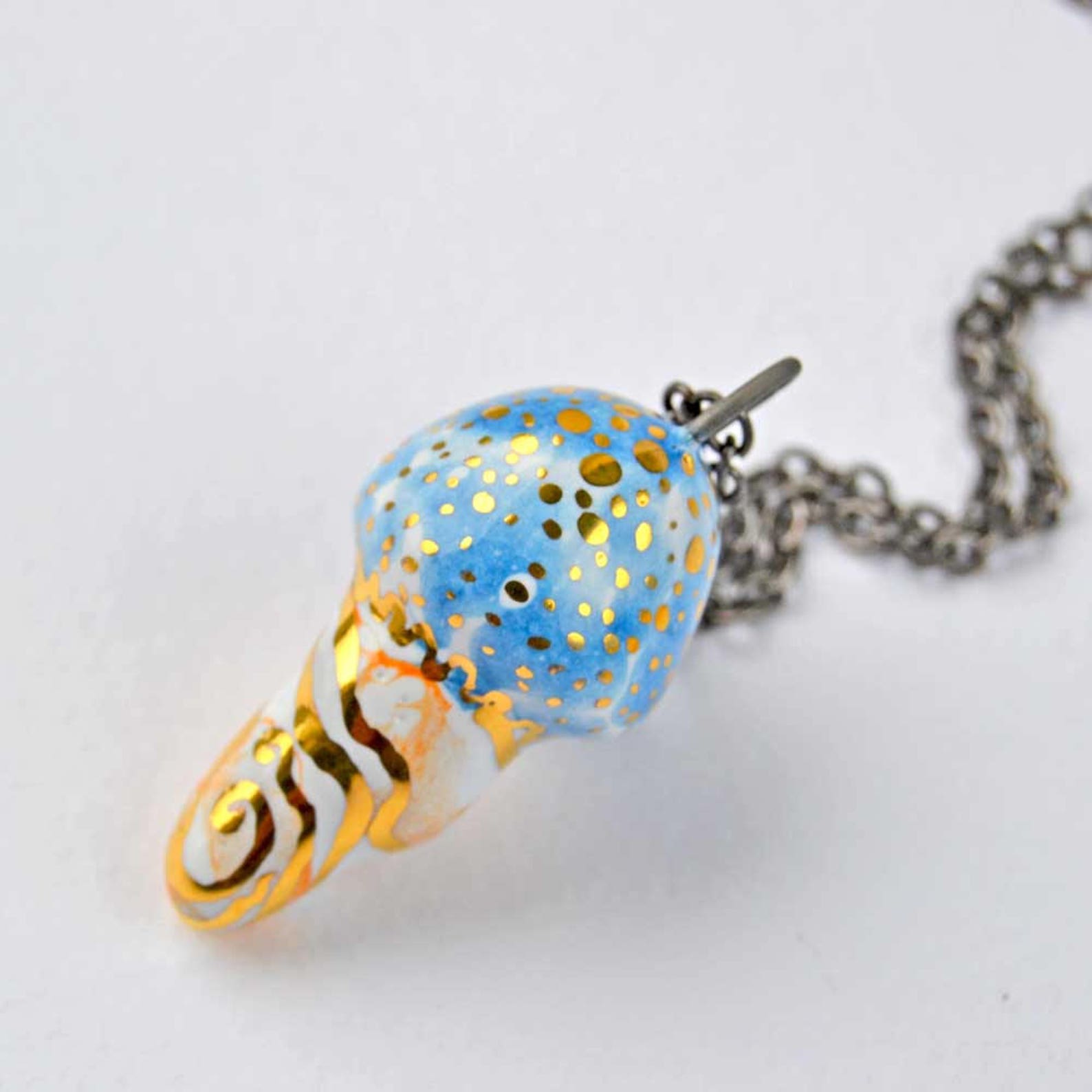 Jellyfish Necklace Ceramic Ocean Jewelry Jellyfish Pendant Etsy