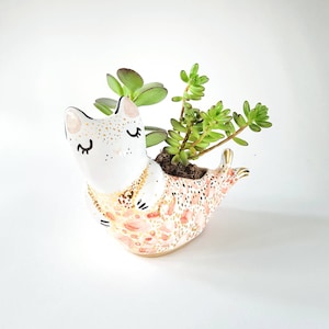 Purrmaid Planter, Mermaid Planter, Ceramic Cat, Cat Lover Gift, Ceramic Planter, Purrmaid, Birthday Gift, Mermaid Cat, Gift For Friend image 1