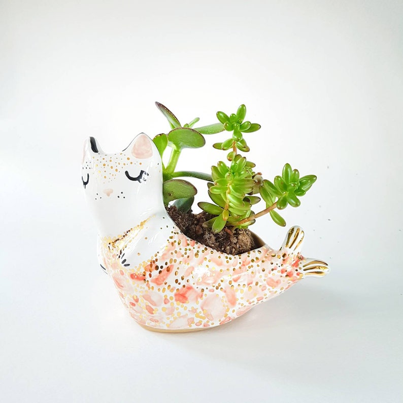 Purrmaid Planter, Mermaid Planter, Ceramic Cat, Cat Lover Gift, Ceramic Planter, Purrmaid, Birthday Gift, Mermaid Cat, Gift For Friend image 7