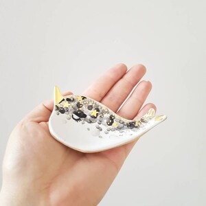 Narwhal Ring Dish, Galaxy Ceramic Narwhal, Baby Narwhal Ring Holder, Jewelry Storage, Narwhal Decor, Narwhal Birthday image 5