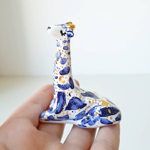 Giraffe Ring Holder, Moon Phases, Galaxy Giraffe, Ceramic Giraffe with Gold Stars, Celestial Giraffe Figurine, Safari Animal Figurine