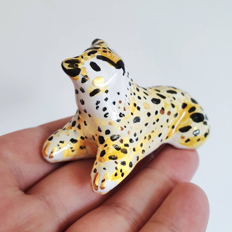 Leopard Figurine, Ceramic Leopard, Cheetah Figurine, Ceramic Cheetah, Safari Aniaml, Spirit Animal, Ceramic Cat image 6