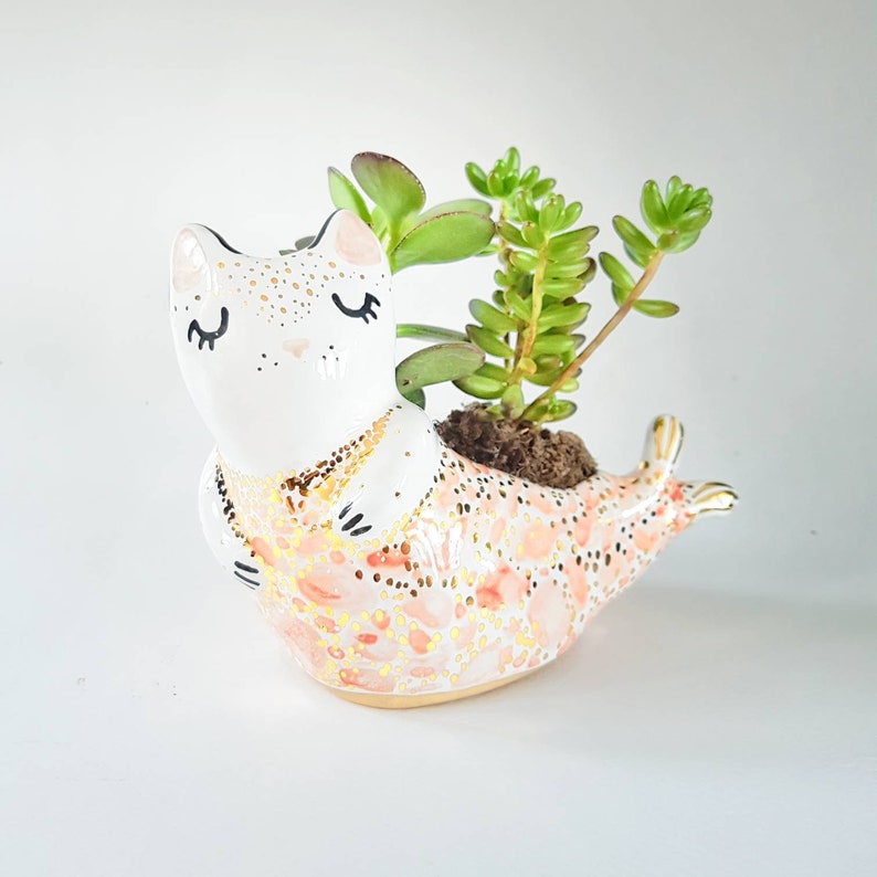 Purrmaid Planter, Mermaid Planter, Ceramic Cat, Cat Lover Gift, Ceramic Planter, Purrmaid, Birthday Gift, Mermaid Cat, Gift For Friend image 3