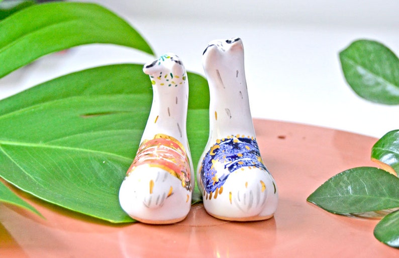 Llama Cake Topper set of 2 Animal Cake Toppers Ceramic Etsy