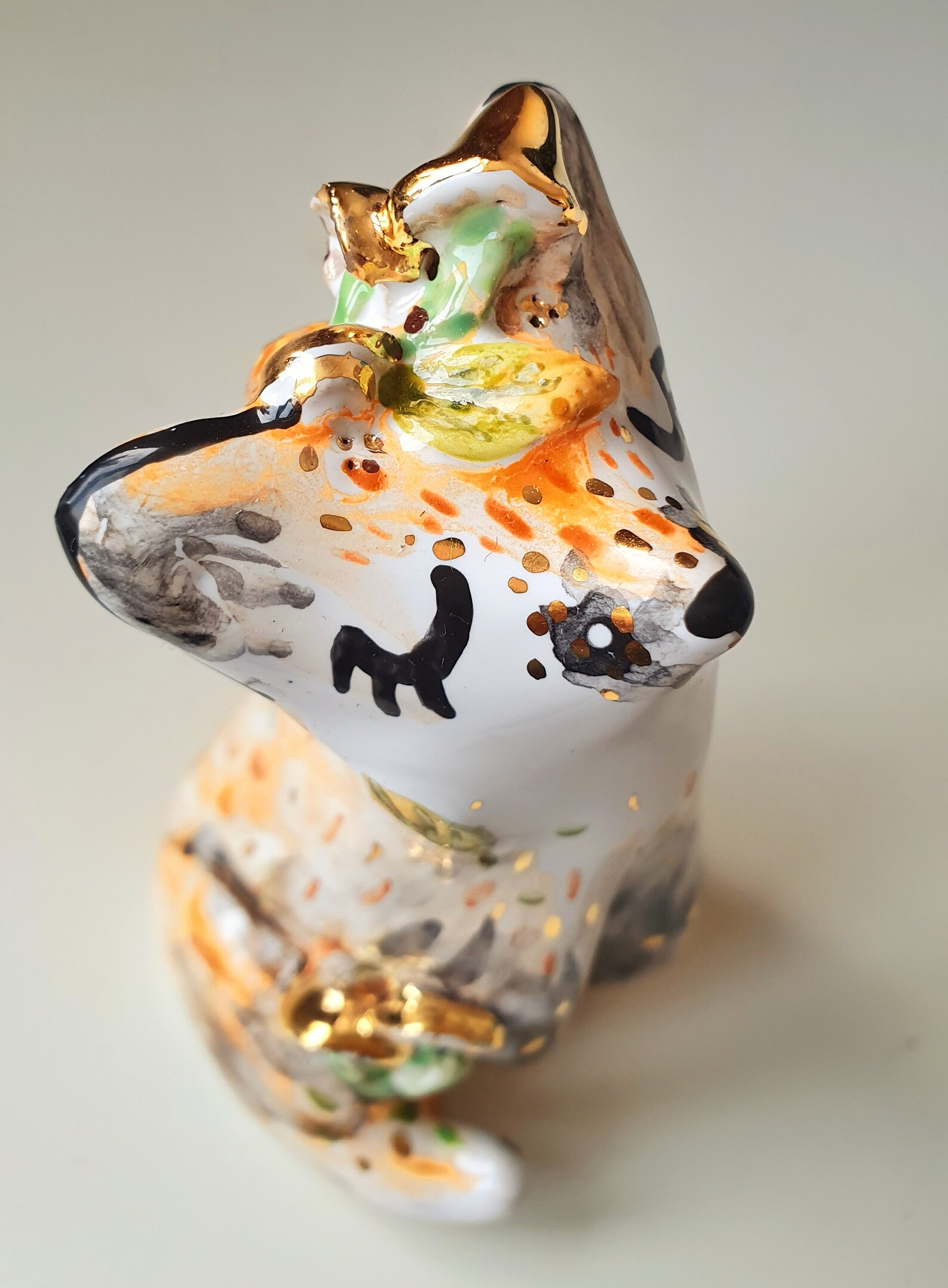 Fox Figurine, Woodland Aniaml, Ceramic Fox, Ceramic Mushroom ...