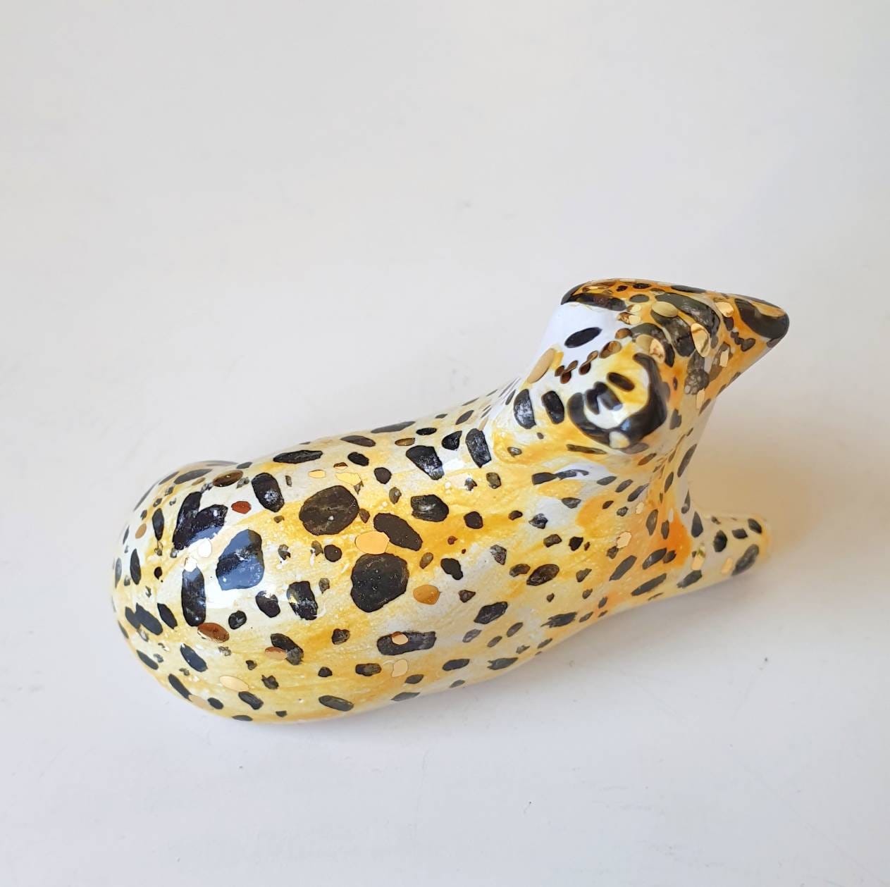Leopard Figurine Ceramic Leopard Cheetah Figurine Ceramic Etsy