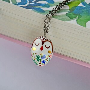 Ceramic Owl Necklace Miniature Bird Jewelry Ceramic Bird - Etsy