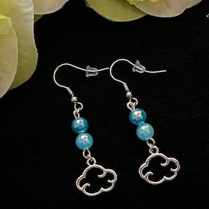 Handmade cloud earrings, Blue beads