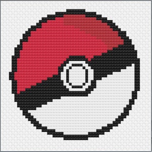 Pokeball einfaches Kreuzstichmuster - PDF Sofort download