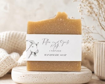 Unscented Tallow Goat Milk Soap | Gentle Cold Process Bar | Sensitive Skin Soap