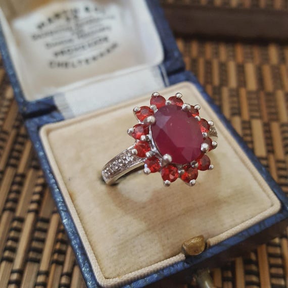 925 Sterling Silver Ring, Genuine Ruby, Red Spine… - image 5