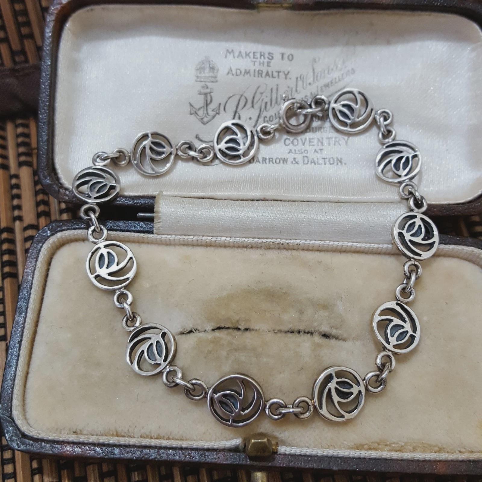 Bracelet Jonc Art Déco En Argent 925 - Style Charles Rennie Mackintosh - Dimensions 62x50mm - Occasion
