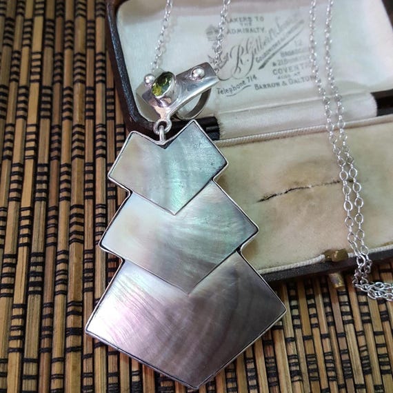 Collier Vintage Argent Avec Pendentif Perle Grise Et Cristaux - Style Diamanté, Taille 36
