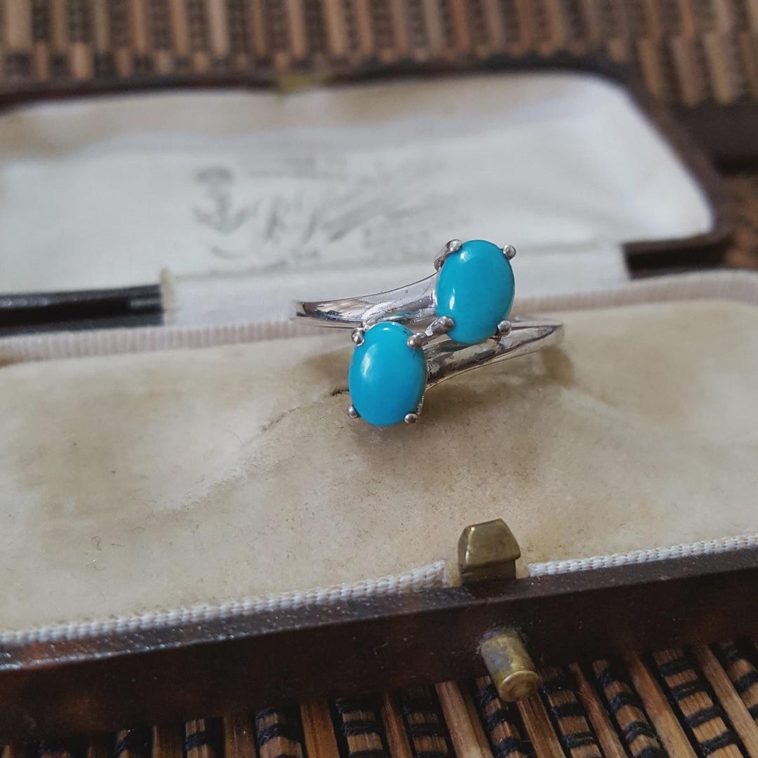 925 Sterling Silver Ring, Sleeping Beauty Turquoise Crossover, Size O ...