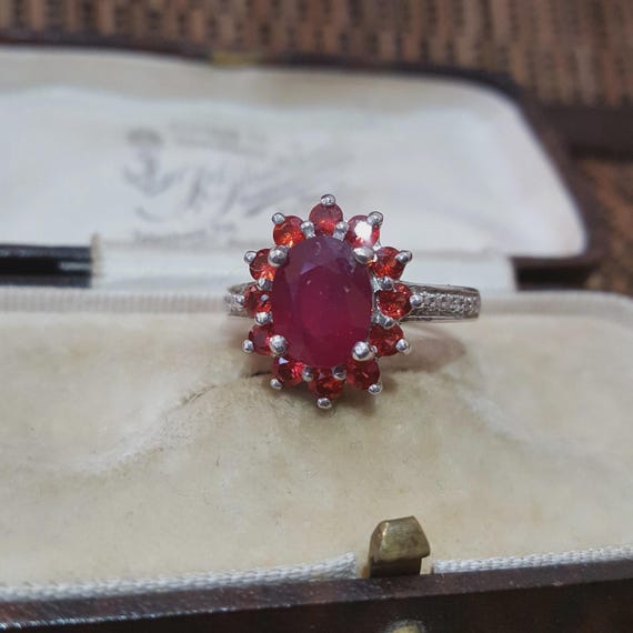 925 Sterling Silver Ring, Genuine Ruby, Red Spine… - image 6