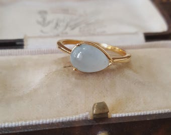 925 Sterling Silver Ring, Genuine Green Aquaprase, 2.04ct, Size S US O, Gold