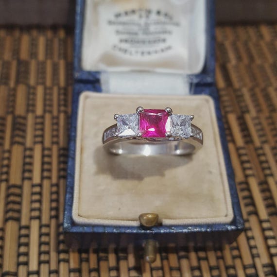 925 Sterling Silver Ring, Lab Created Ruby Simula… - image 1