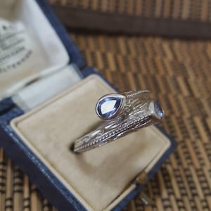 925 Sterling Silver Ring, Genuine Tanzanite, Size V US 10.5, Crossover