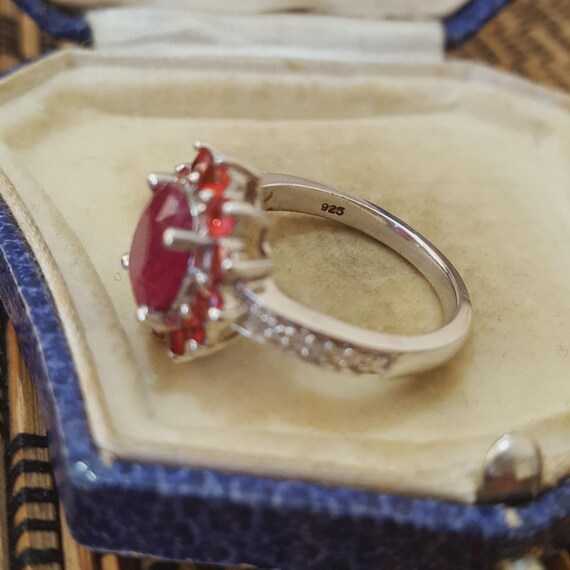 925 Sterling Silver Ring, Genuine Ruby, Red Spine… - image 8
