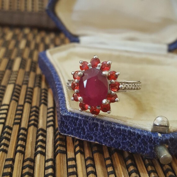 925 Sterling Silver Ring, Genuine Ruby, Red Spine… - image 4