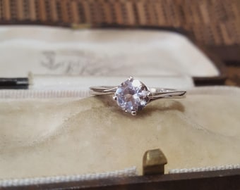 925 Sterling Silver Ring, Genuine Morganite, Size L US 5.75, Delicate