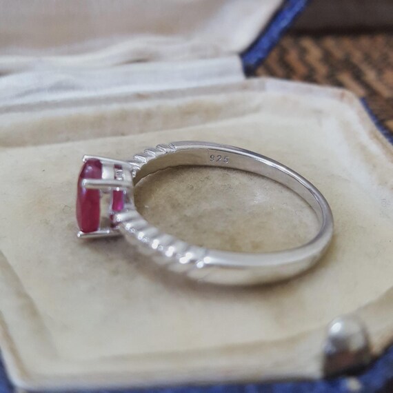 925 Sterling Silver Ring, Genuine Ruby, Solitaire… - image 7