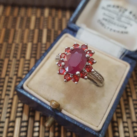925 Sterling Silver Ring, Genuine Ruby, Red Spine… - image 7