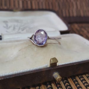 Vintage 925 Sterling Silber Ring, echter Amethyst Ring, Größe O US 7,25