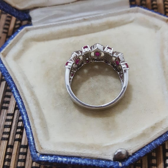 925 Sterling Silver Ring, Lab Created Ruby, Art N… - image 8