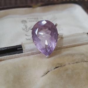 925 Sterling Silver Ring, Large Rose De France Amethyst, Size L.5 US 6