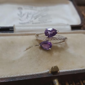 925 Sterling Silber Ring, Echter Amethyst Ring, Größe K.5 US 5,5, Silber Schmuck