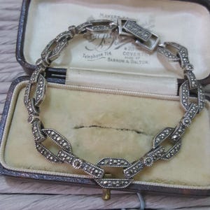 Vintage 925 Sterling Silver Tennis Bracelet, Sparkly Marcasite, Silver Jewellery