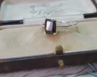 925 Sterling Silber Ring, echter Schungit Ring, Größe R.5 US 8,75, Solitär