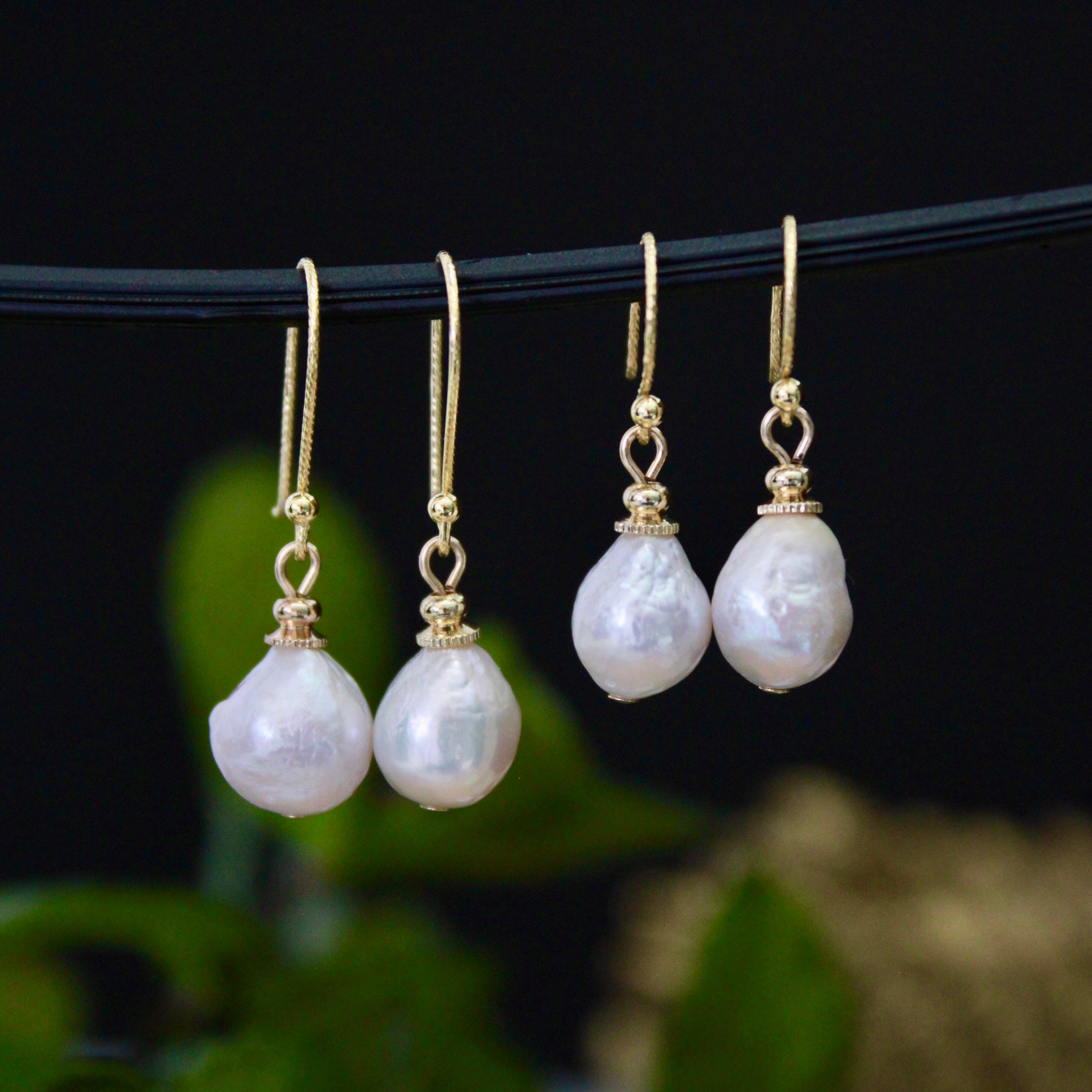 Iridescent Shiny Pearl Earrings in 14k Gold Plated Sterling Etsy