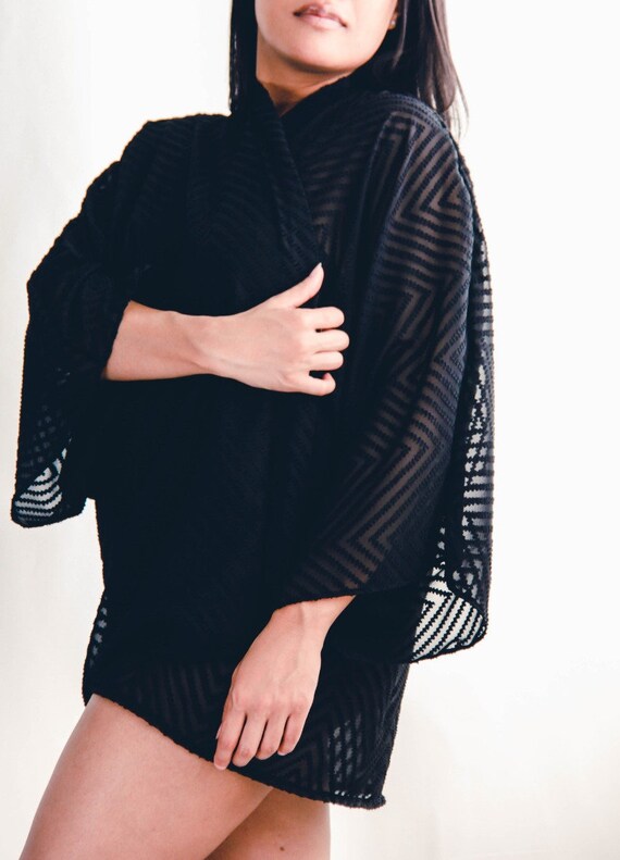 black kimono beachwear