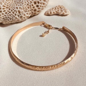 FLORAL BANGLE BRACELET Gold Bracelet, 14k Gold Fill image 1