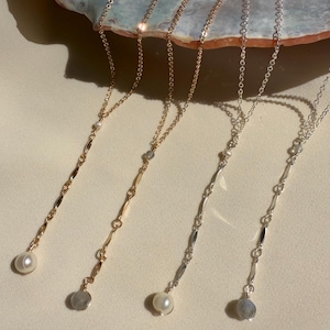 LARIAT PERLE LARIAT Kette / Gold Filled, Hochzeitskette, Brautschmuck