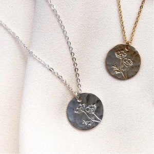 POPPY FLOWER DISC Necklace | california poppy flower necklace
