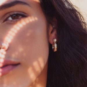 FLORAL HOOP EARRINGS | Floral Hoops, Moonstone Earrings, 14k Gold Fill