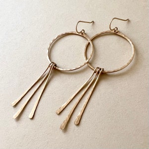 FRINGE HOOP EARRINGS 14k Gold Fill, Sterling Silver, Statement Earrings, Tassel Earrings image 1