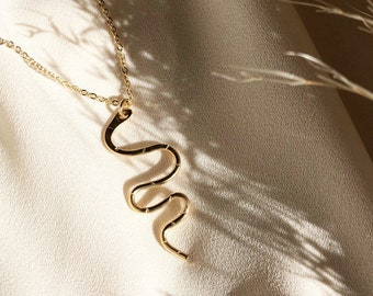 SNAKE NECKLACE | Squiggle Necklace, Serpent Necklace, 14k Gold Fill, Sterling Silver