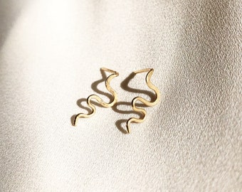 SQUIGGLE STUD EARRINGS | 14k Gold Fill, Sterling Silver