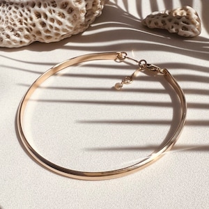 SMOOTH GOLD BANGLE Bracelet | Half Round Gold Bracelet, 14k Gold Fill