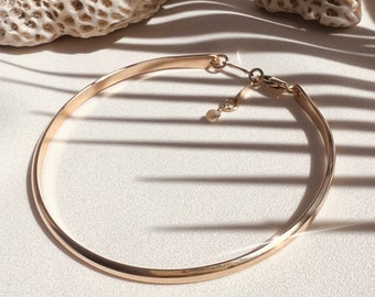SMOOTH GOLD BANGLE Bracelet | Half Round Gold Bracelet, 14k Gold Fill