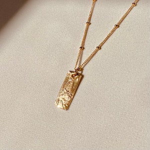 FLORAL RECTANGLE NECKLACE / 14k Gold Fill