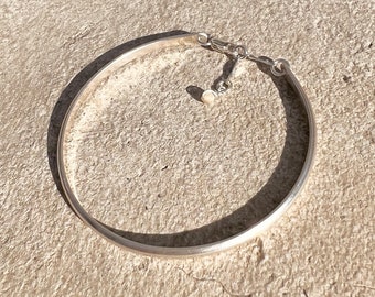 SMOOTH SILVER BANGLE Bracelet | Half Round Sterling Silver Bracelet