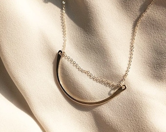 HALF CIRCLE NECKLACE | 14k Gold Fill, Sterling Silver Necklace, Bridesmaid Necklace