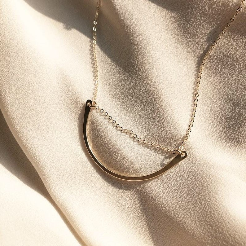 HALF CIRCLE NECKLACE 14k Gold Fill, Sterling Silver Necklace, Bridesmaid Necklace image 1